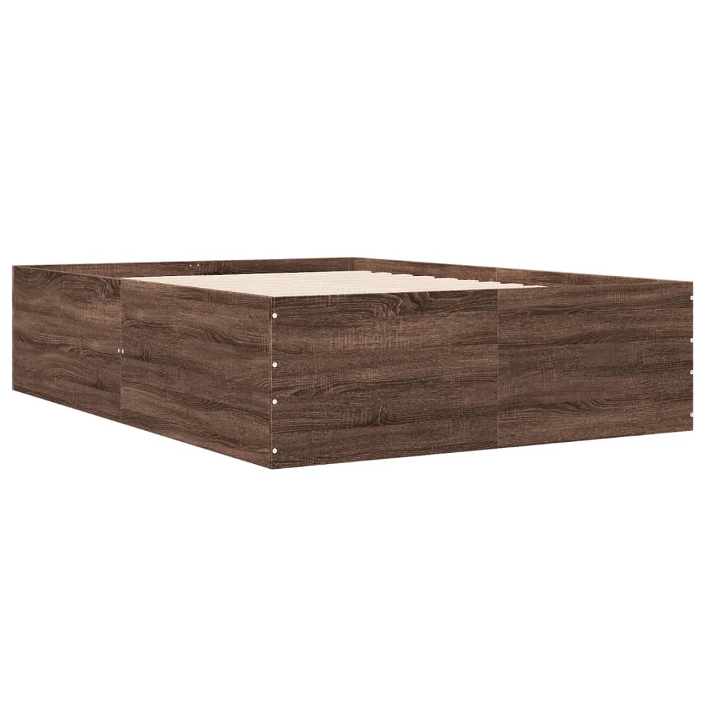 vidaXL Bed Frame without Mattress Brown Oak 135x190 cm Double
