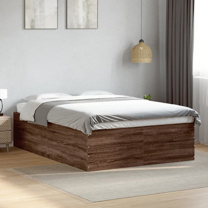 vidaXL Bed Frame without Mattress Brown Oak 135x190 cm Double