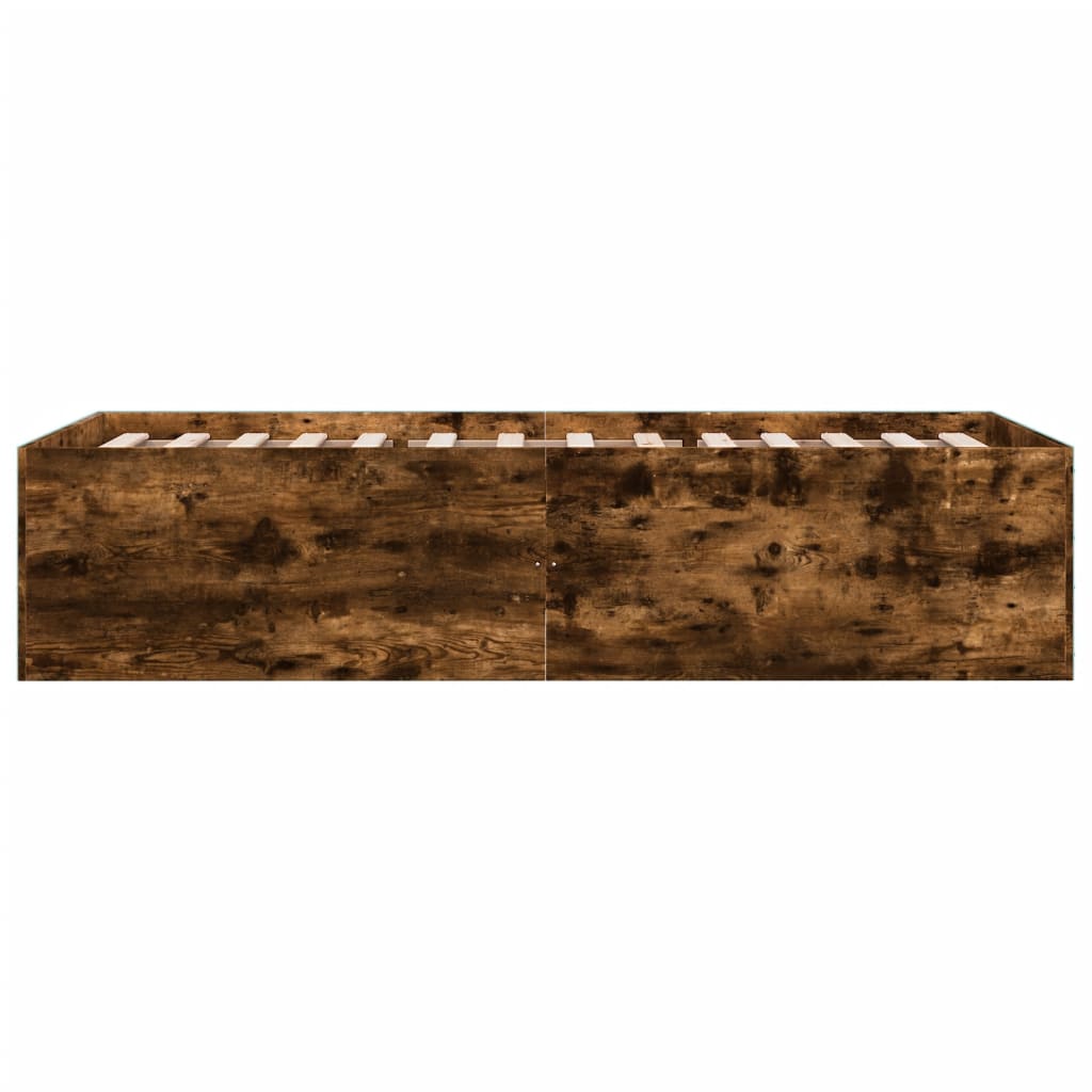 vidaXL Bed Frame without Mattress Smoked Oak 100x200 cm
