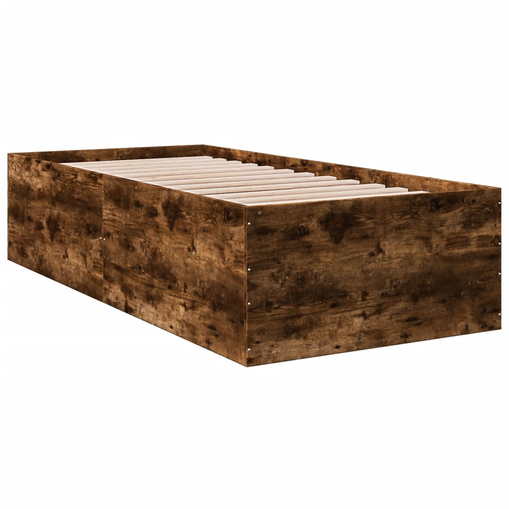 vidaXL Bed Frame without Mattress Smoked Oak 100x200 cm
