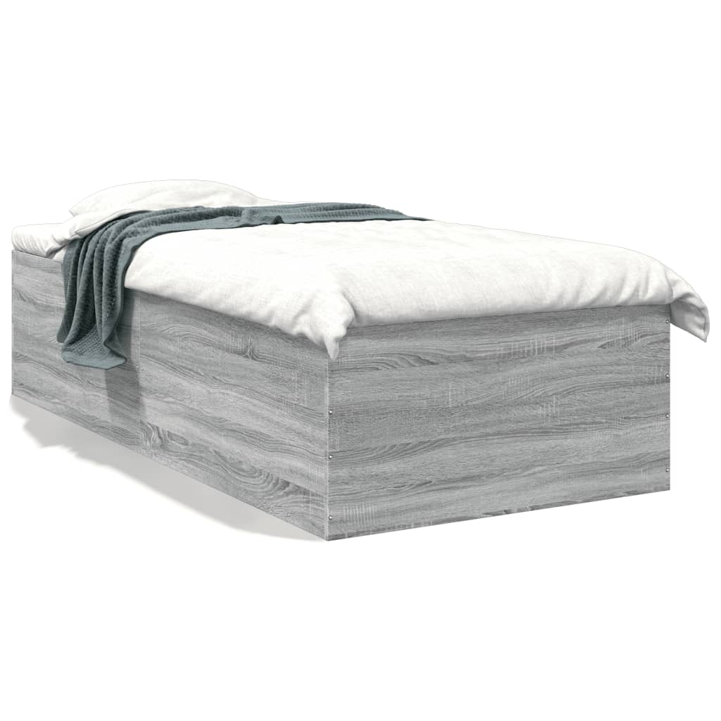vidaXL Bed Frame without Mattress Grey Sonoma 90x200 cm