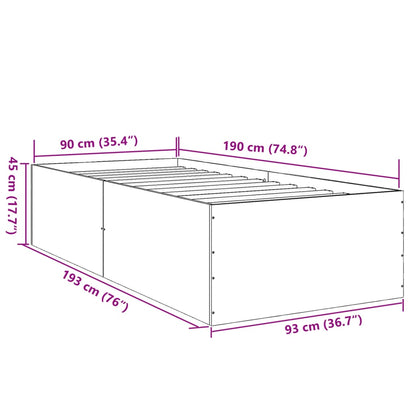 vidaXL Bed Frame without Mattress Sonoma Oak 90x190 cm Single