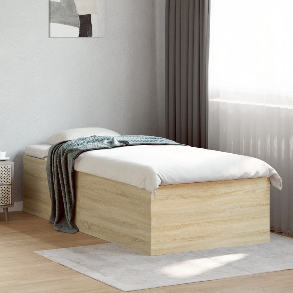 vidaXL Bed Frame without Mattress Sonoma Oak 90x190 cm Single