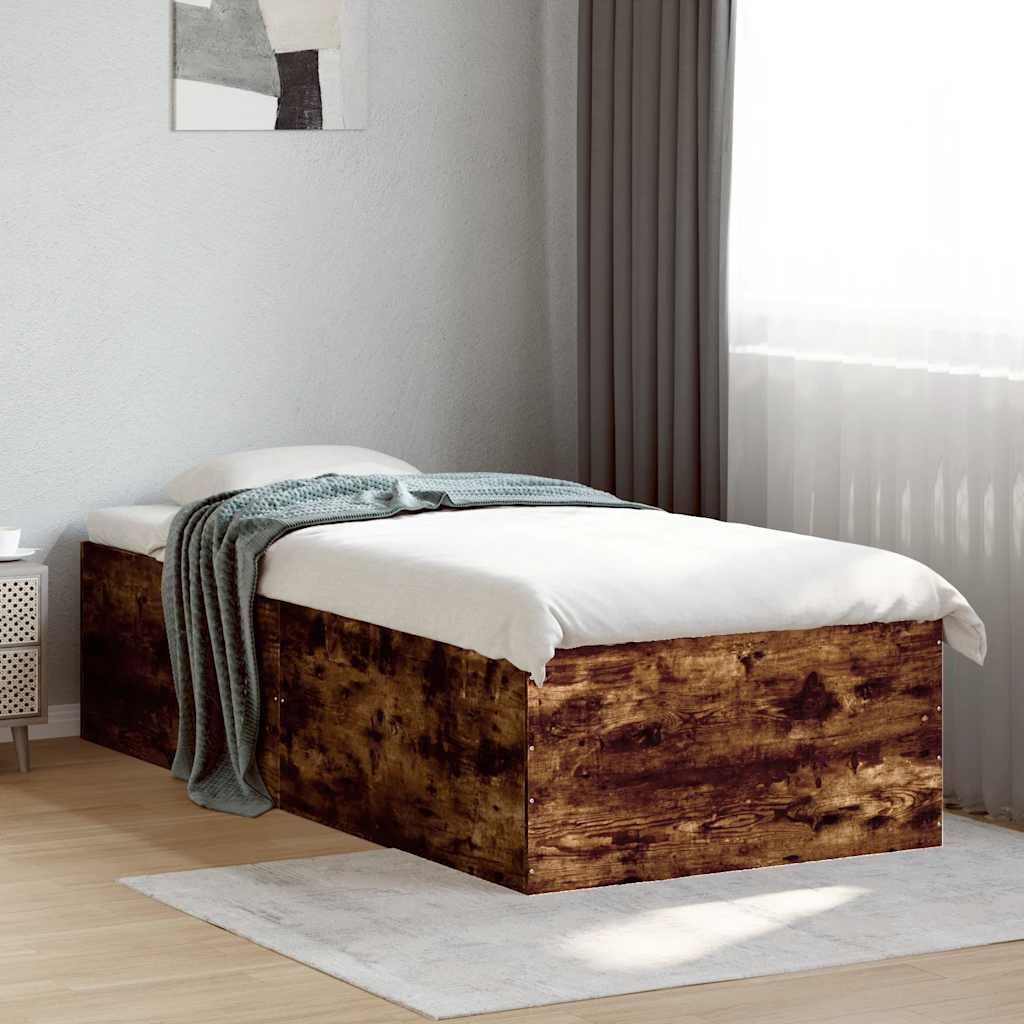 vidaXL Bed Frame without Mattress Smoked Oak 90x190 cm Single