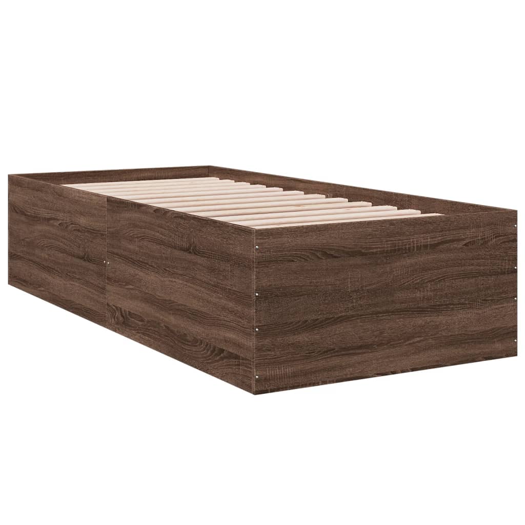 vidaXL Bed Frame without Mattress Brown Oak 90x190 cm Single