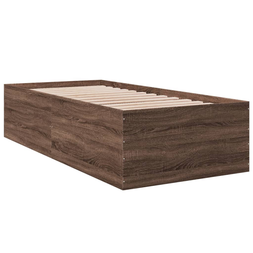 vidaXL Bed Frame without Mattress Brown Oak 90x190 cm Single