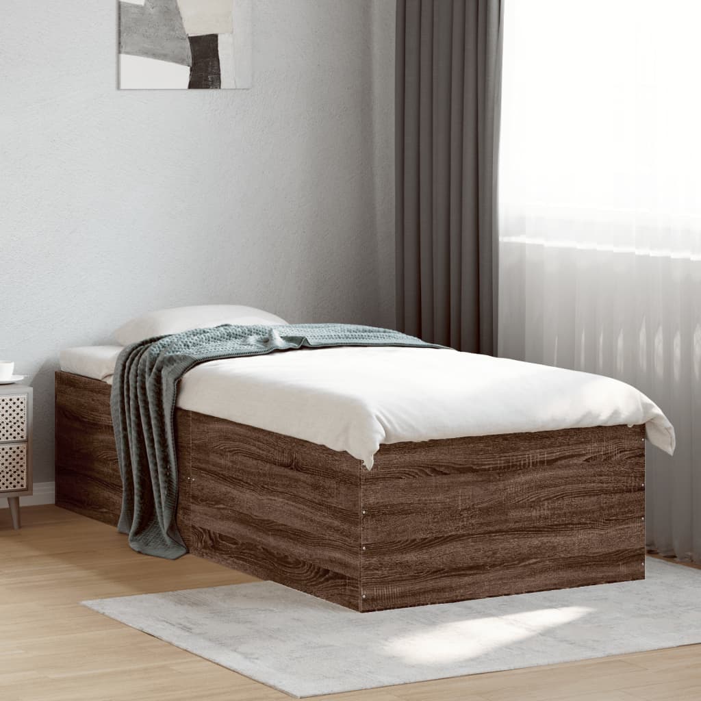 vidaXL Bed Frame without Mattress Brown Oak 90x190 cm Single