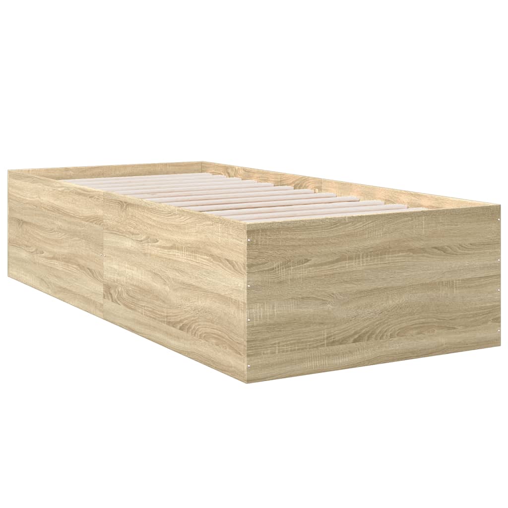 vidaXL Bed Frame without Mattress Sonoma Oak 75x190 cm Small Single
