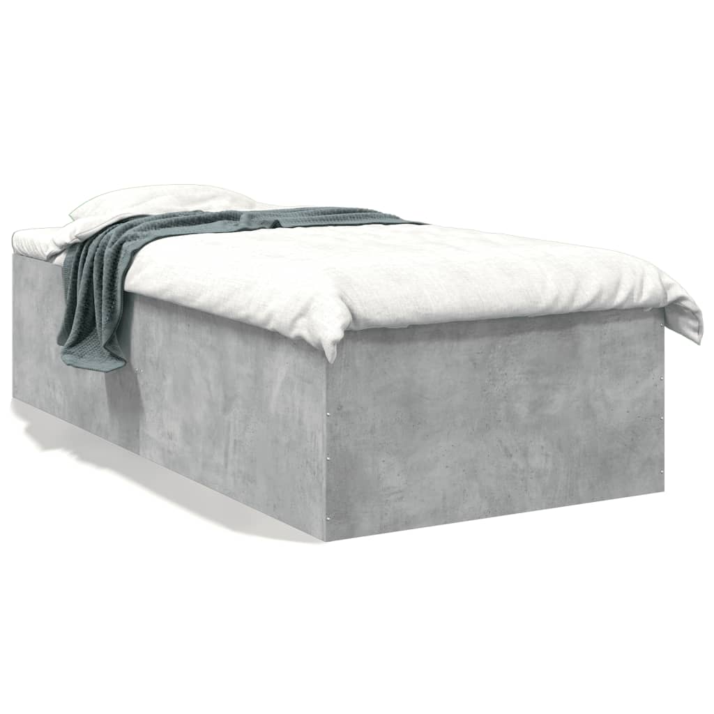 vidaXL Bed Frame without Mattress Concrete Grey 75x190 cm Small Single