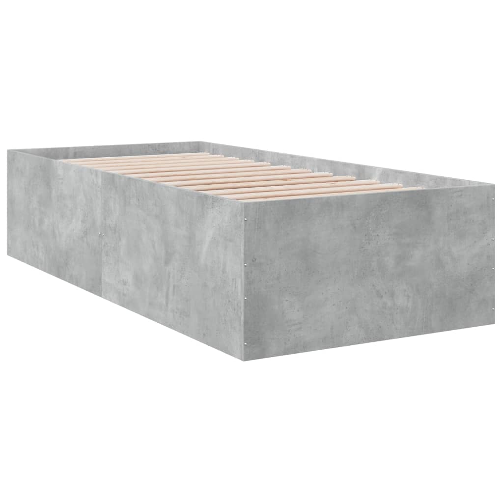 vidaXL Bed Frame without Mattress Concrete Grey 75x190 cm Small Single
