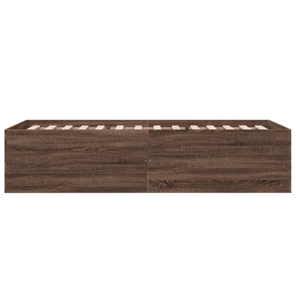 vidaXL Bed Frame without Mattress Brown Oak 75x190 cm Small Single