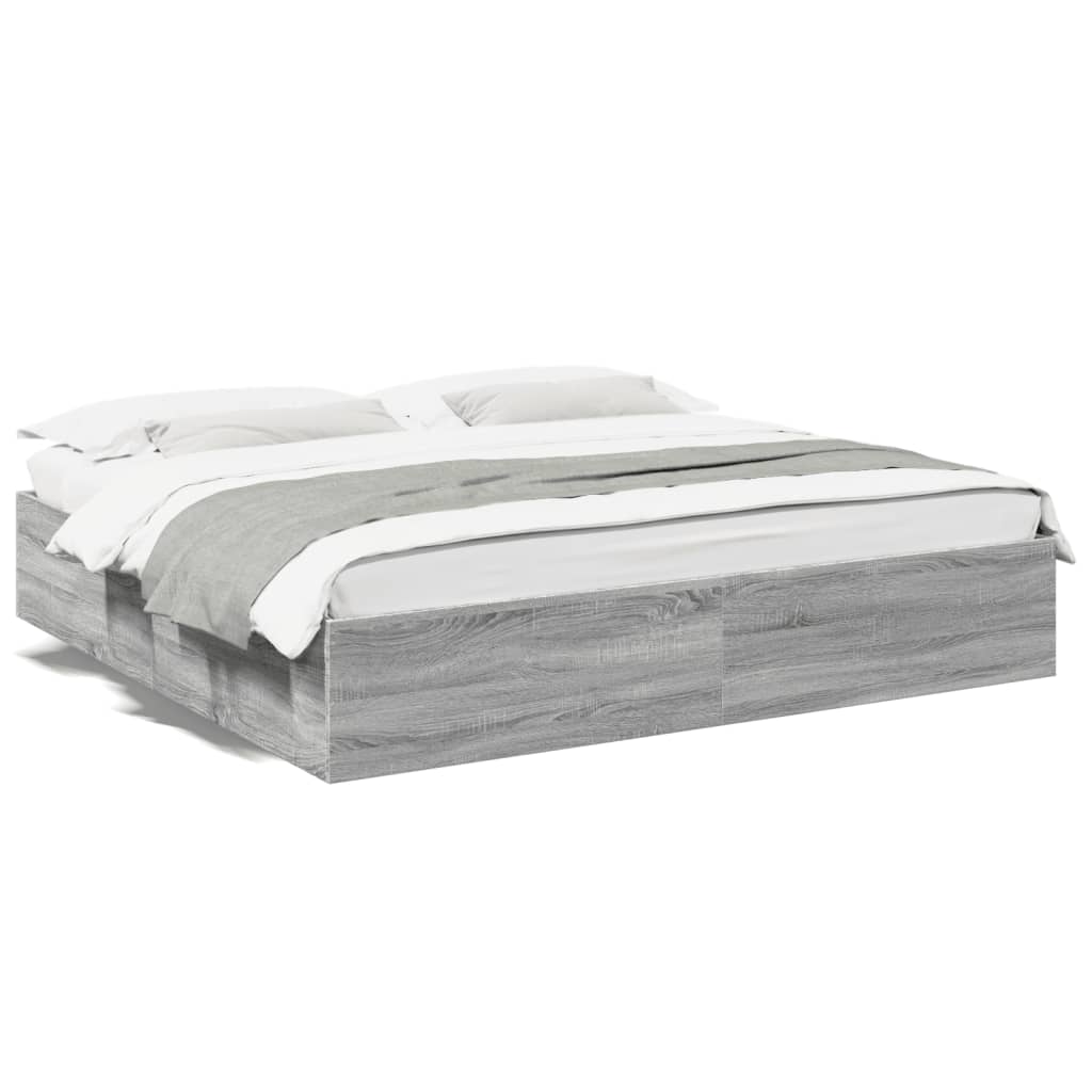 vidaXL Bed Frame without Mattress Grey Sonoma 200x200 cm