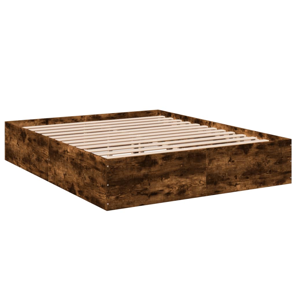 vidaXL Bed Frame without Mattress Smoked Oak 150x200 cm