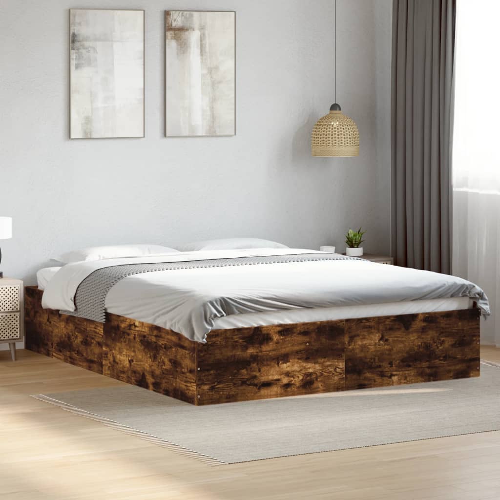 vidaXL Bed Frame without Mattress Smoked Oak 150x200 cm