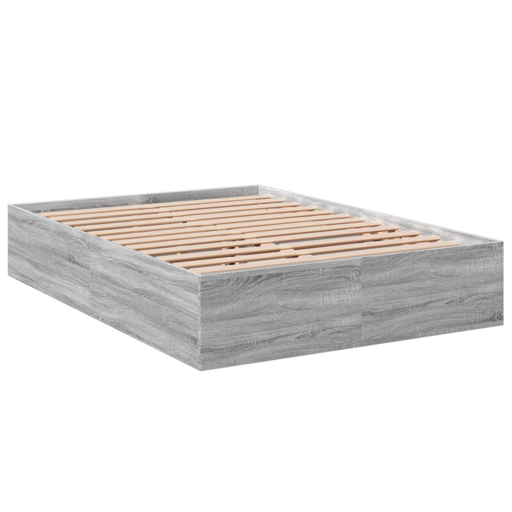 vidaXL Bed Frame without Mattress Grey Sonoma 135x190 cm Double