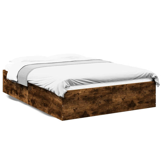 vidaXL Bed Frame without Mattress Smoked Oak 120x190 cm Small Double