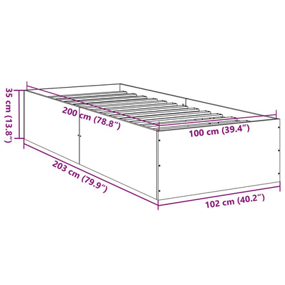 vidaXL Bed Frame without Mattress Grey Sonoma 100x200 cm