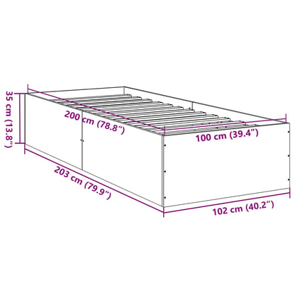 vidaXL Bed Frame without Mattress Brown Oak 100x200 cm
