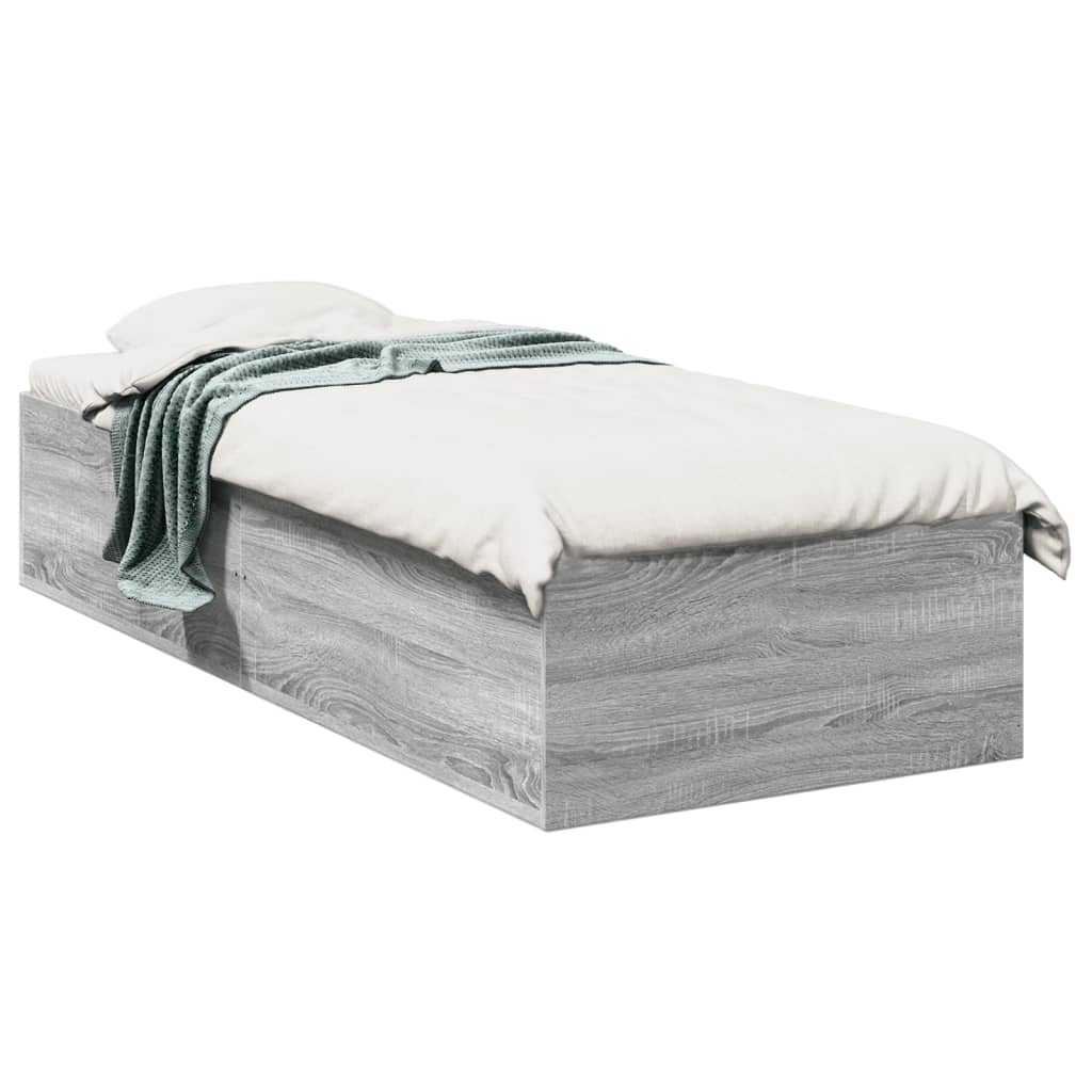 vidaXL Bed Frame without Mattress Grey Sonoma 90x200 cm