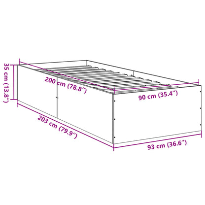 vidaXL Bed Frame without Mattress Brown Oak 90x200 cm