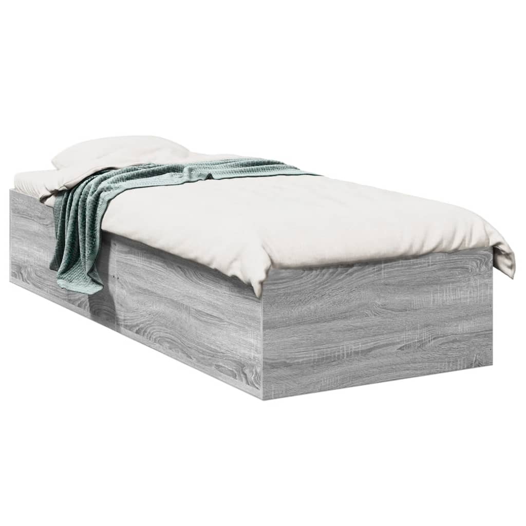 vidaXL Bed Frame without Mattress Grey Sonoma 90x190 cm Single