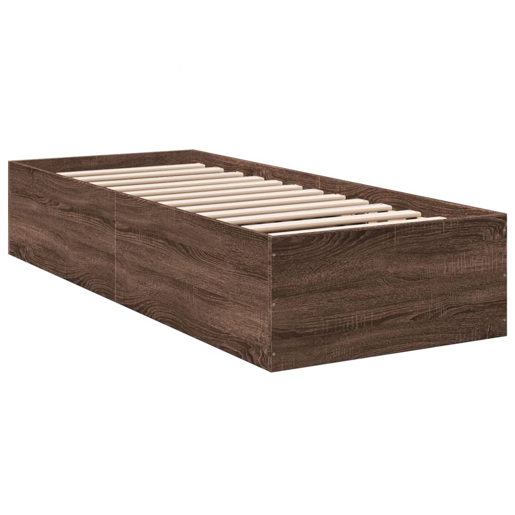 vidaXL Bed Frame without Mattress Brown Oak 90x190 cm Single