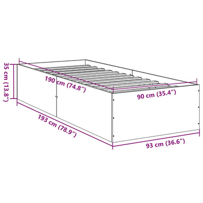 vidaXL Bed Frame without Mattress Brown Oak 90x190 cm Single