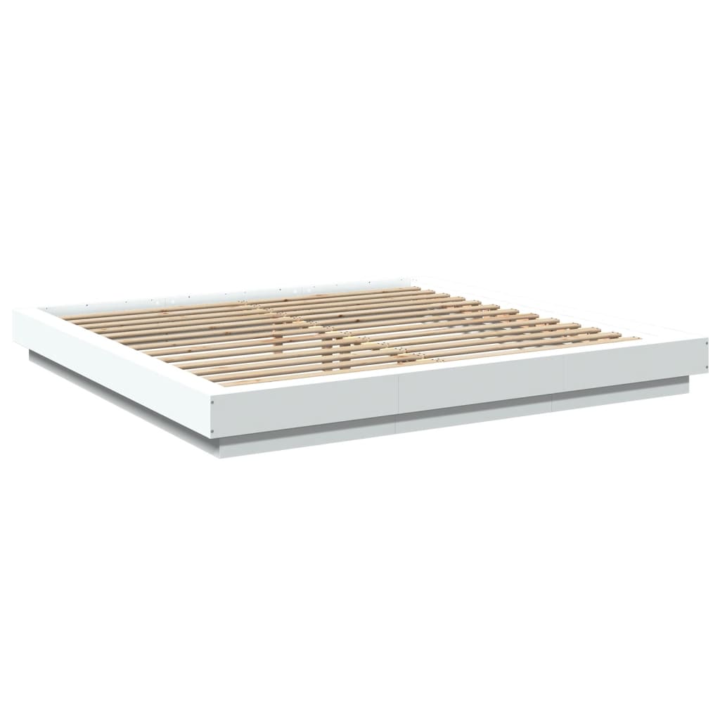 vidaXL Bed Frame with LED Lights without Mattress White 200x200cm