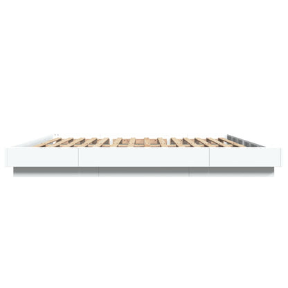 vidaXL Bed Frame with LED Lights without Mattress White 200x200cm