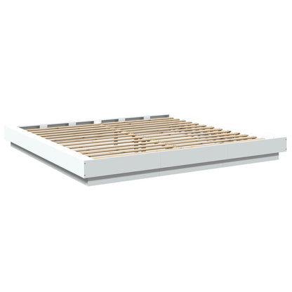 vidaXL Bed Frame with LED Lights without Mattress White 200x200cm