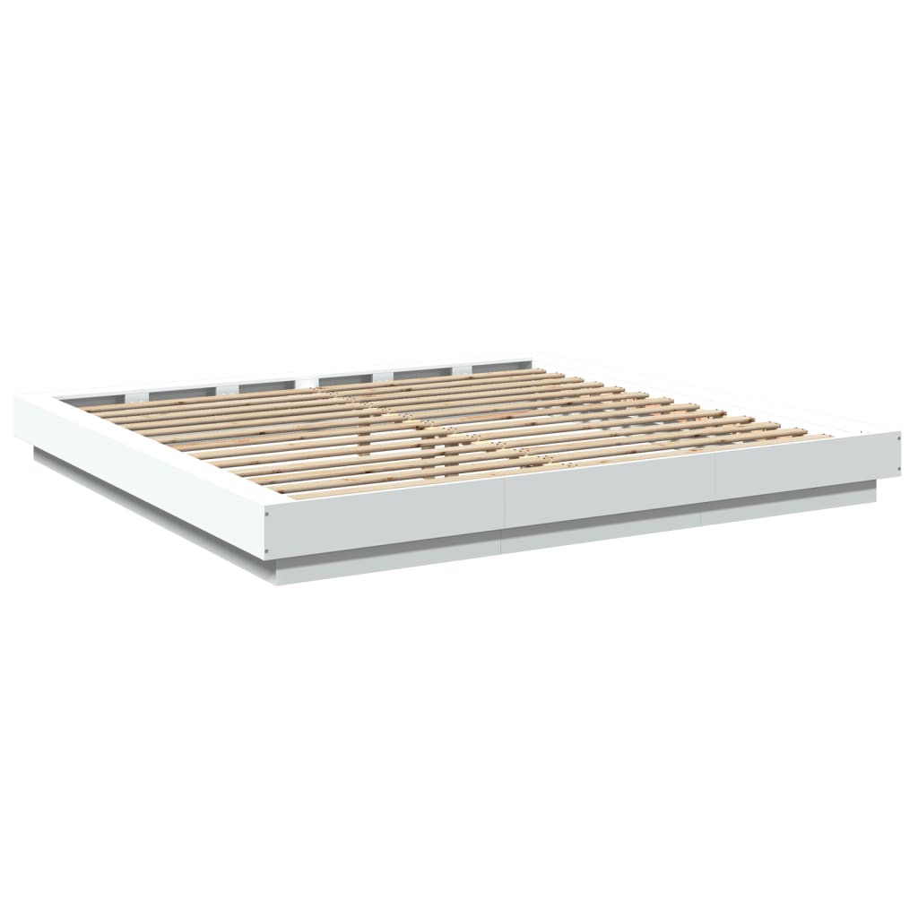 vidaXL Bed Frame with LED Lights without Mattress White 200x200cm