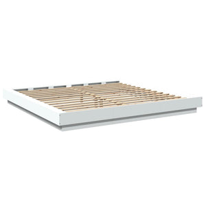 vidaXL Bed Frame with LED Lights White 200x200cm Engineered Wood