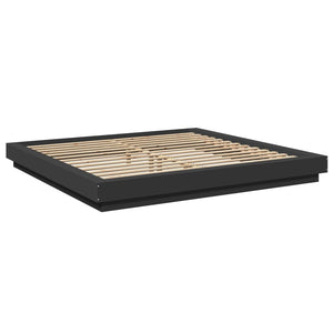 vidaXL Bed Frame with LED Lights Black 200x200cm Engineered Wood
