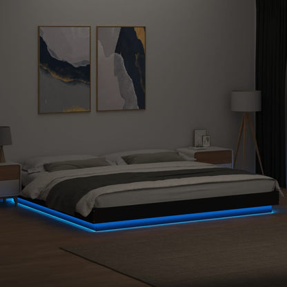 vidaXL Bed Frame with LED Lights without Mattress Black 200x200cm