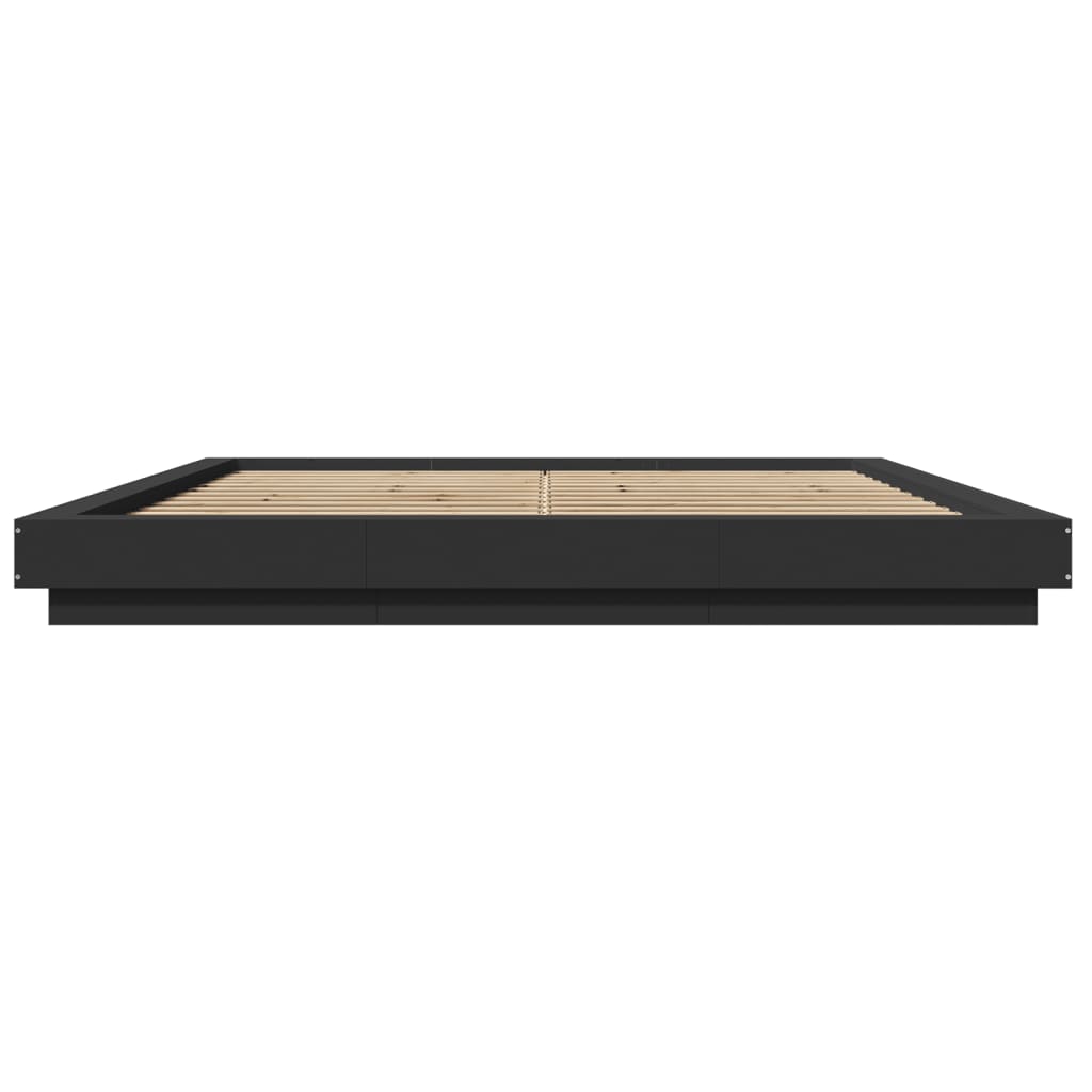 vidaXL Bed Frame with LED Lights without Mattress Black 200x200cm