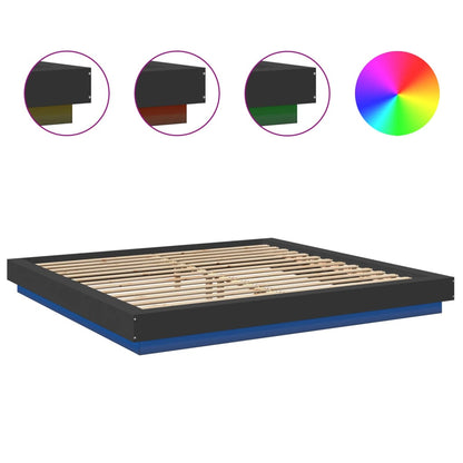 vidaXL Bed Frame with LED Lights without Mattress Black 200x200cm