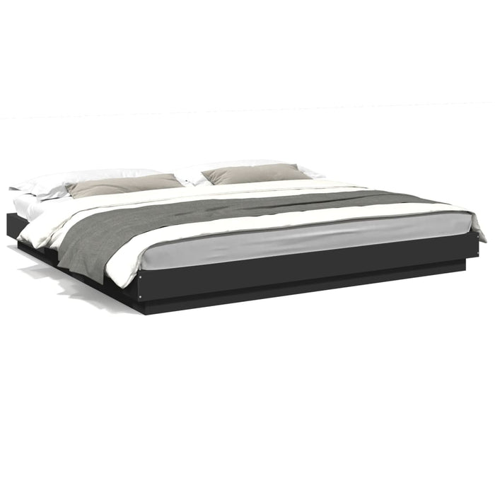 vidaXL Bed Frame with LED Lights Black 200x200cm Engineered Wood