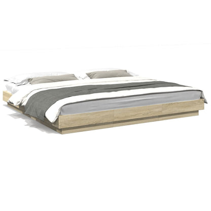 vidaXL Bed Frame with LED Lights without Mattress Sonoma Oak 200x200cm
