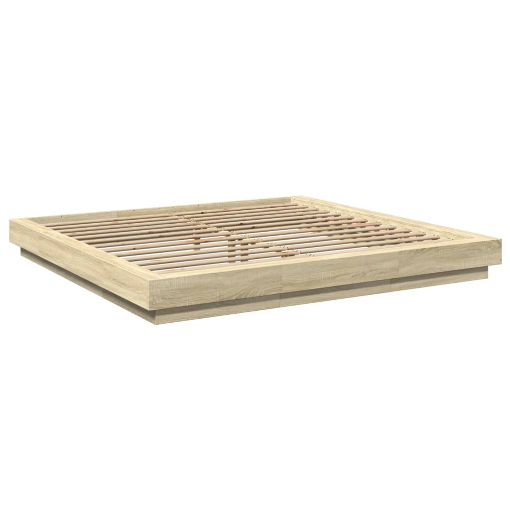 vidaXL Bed Frame with LED Lights without Mattress Sonoma Oak 200x200cm
