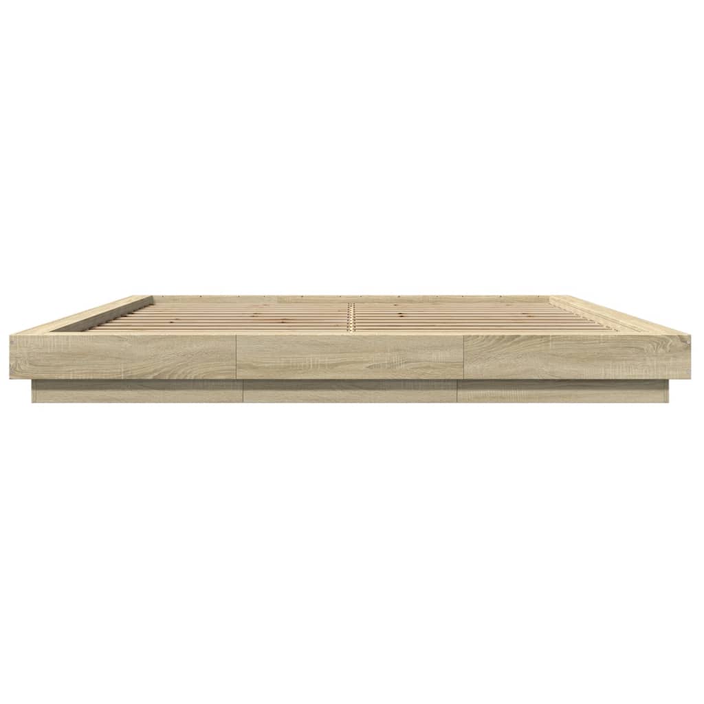 vidaXL Bed Frame with LED Lights without Mattress Sonoma Oak 200x200cm
