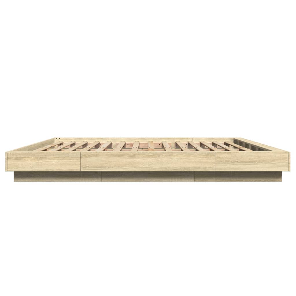 vidaXL Bed Frame with LED Lights without Mattress Sonoma Oak 200x200cm