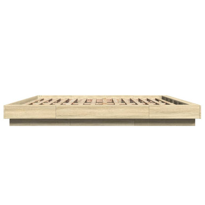 vidaXL Bed Frame with LED Lights without Mattress Sonoma Oak 200x200cm