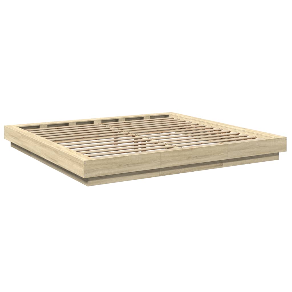 vidaXL Bed Frame with LED Lights without Mattress Sonoma Oak 200x200cm