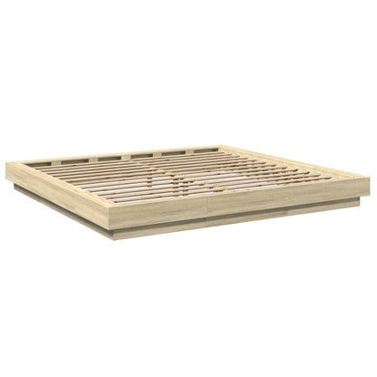 vidaXL Bed Frame with LED Lights without Mattress Sonoma Oak 200x200cm