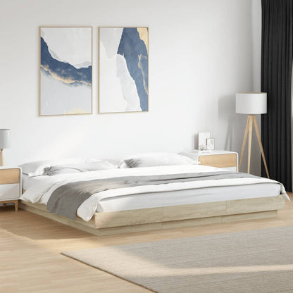vidaXL Bed Frame with LED Lights without Mattress Sonoma Oak 200x200cm