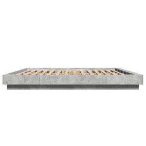 vidaXL Bed Frame with LED Lights Concrete Grey 200x200cm Engineered Wood