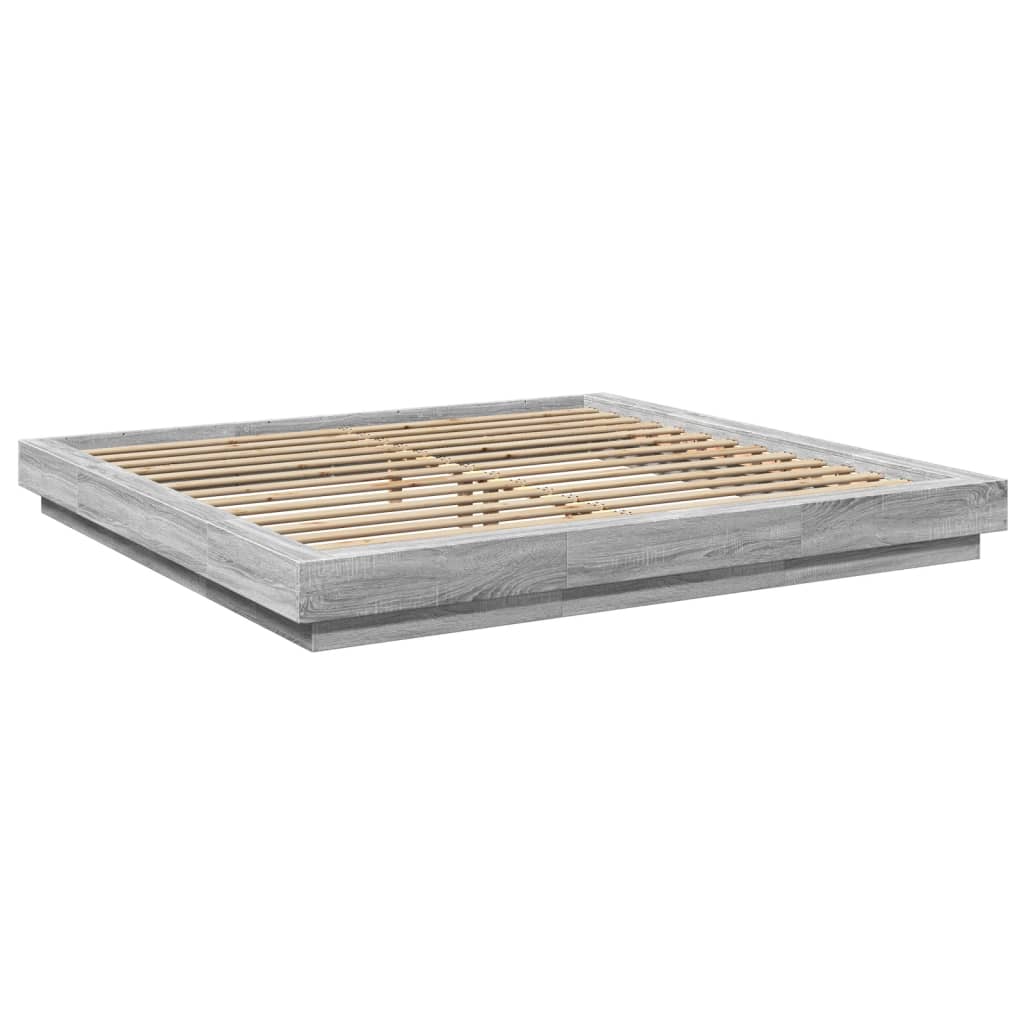 vidaXL Bed Frame with LED Lights without Mattress Grey Sonoma 200x200cm