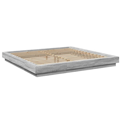 vidaXL Bed Frame with LED Lights without Mattress Grey Sonoma 200x200cm