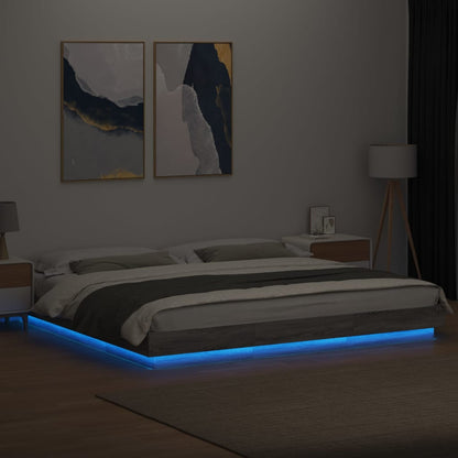 vidaXL Bed Frame with LED Lights without Mattress Grey Sonoma 200x200cm