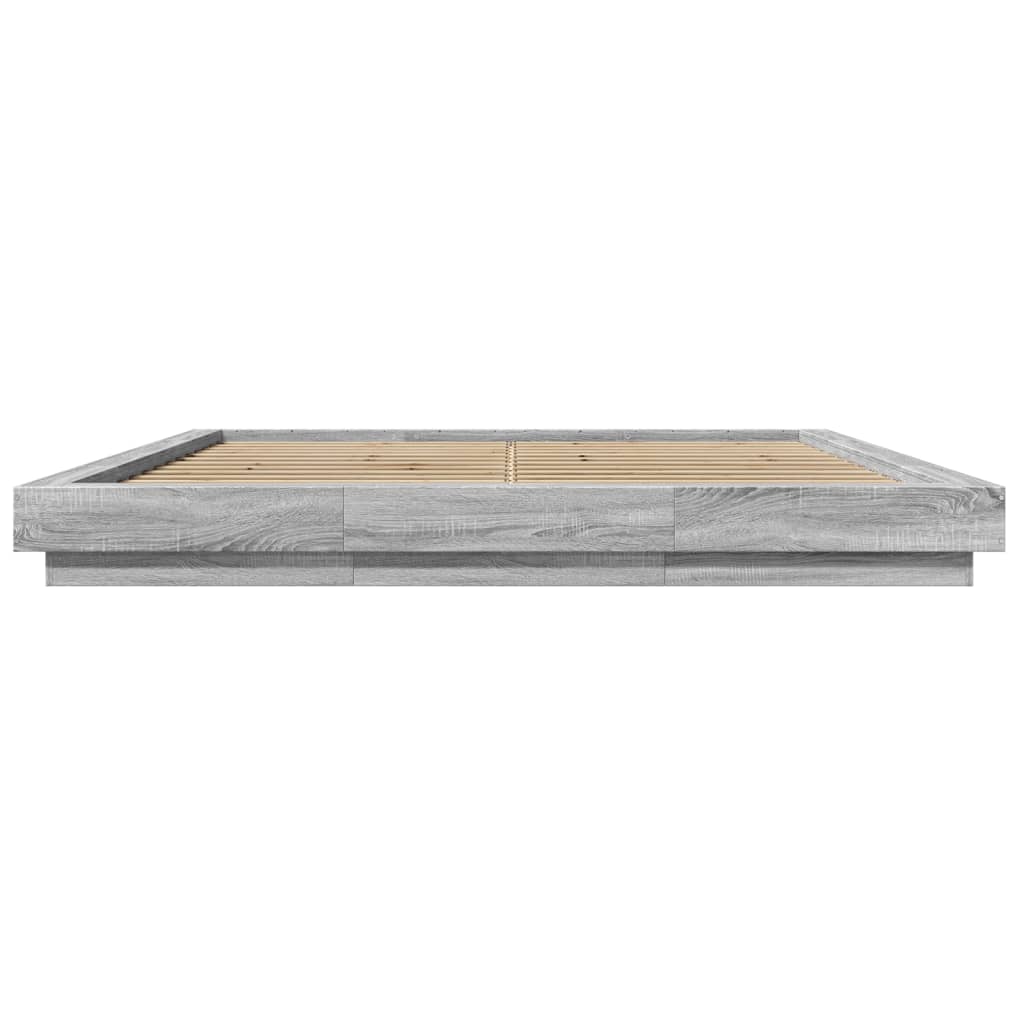 vidaXL Bed Frame with LED Lights without Mattress Grey Sonoma 200x200cm
